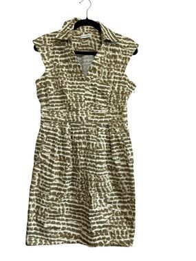 Calvin Klein Sleeveless Brown White V-Neck  Dress With Pockets Women’s Size 10
